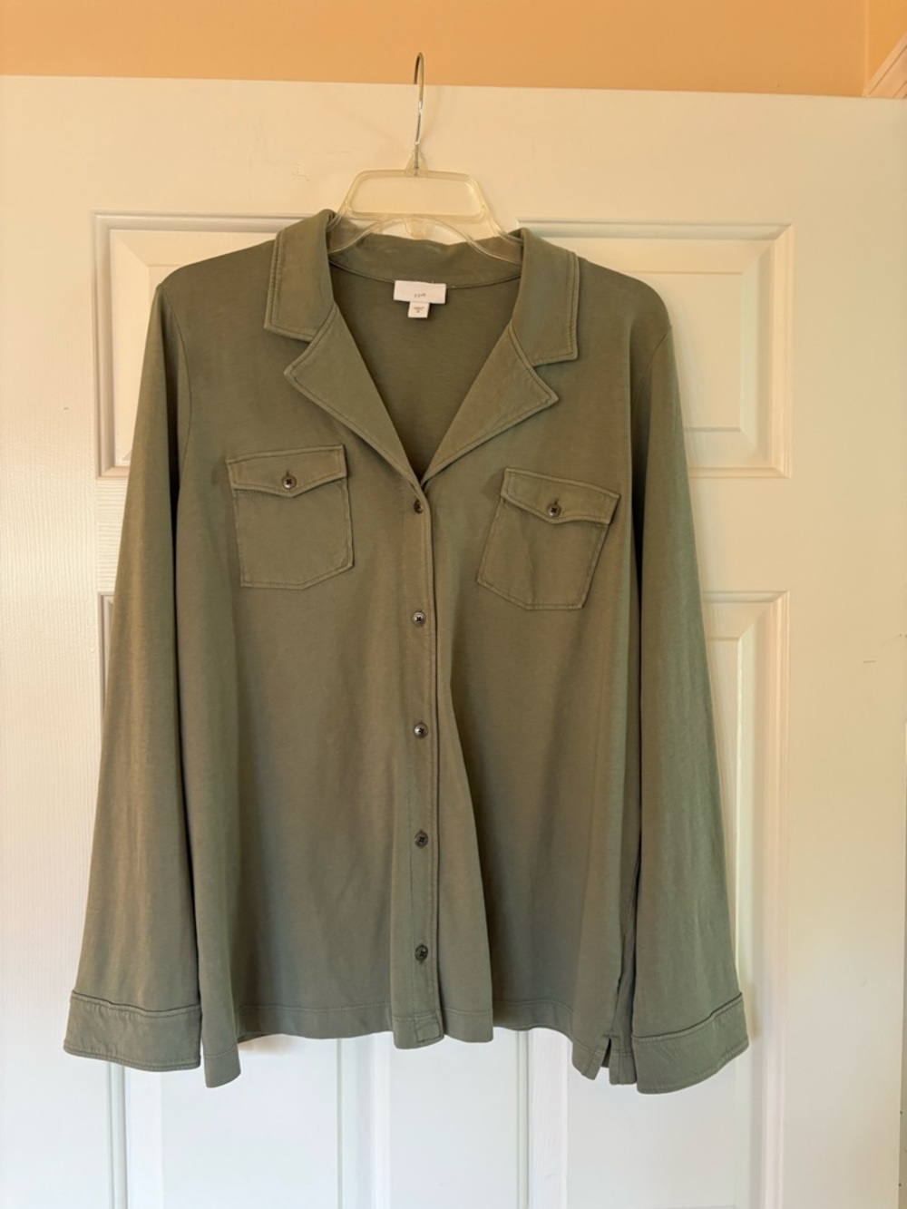 J. Jill Olive Green Knit Camp Shirt